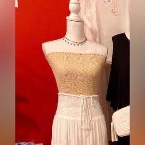 Tan stretch bandau strapless top-